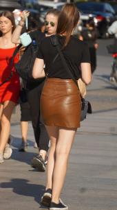 Brown leather skirt 02.jpg image hosted at ImgWallet.com